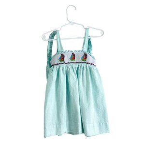Smock A Dot Kids Nautical Sailboat Seersucker Dress Toddler Girls 18M